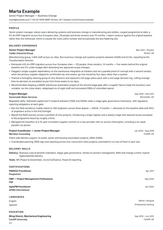 ATS CV CV template preview — a ats résumé layout