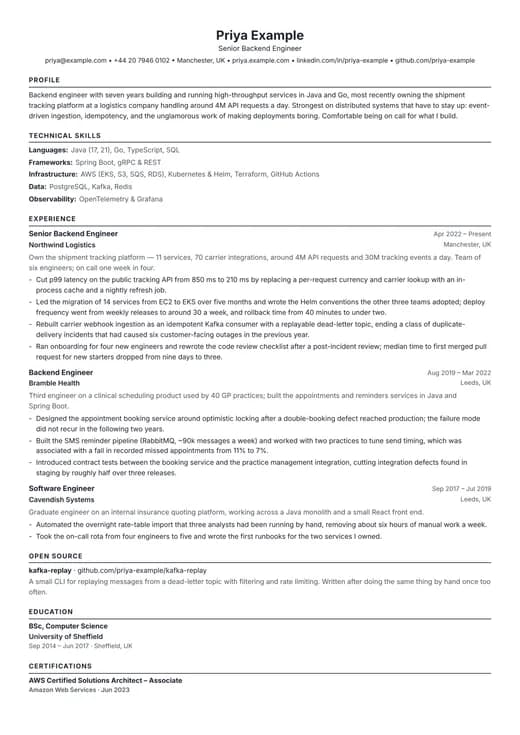 ATS Resume CV template preview — a ats résumé layout