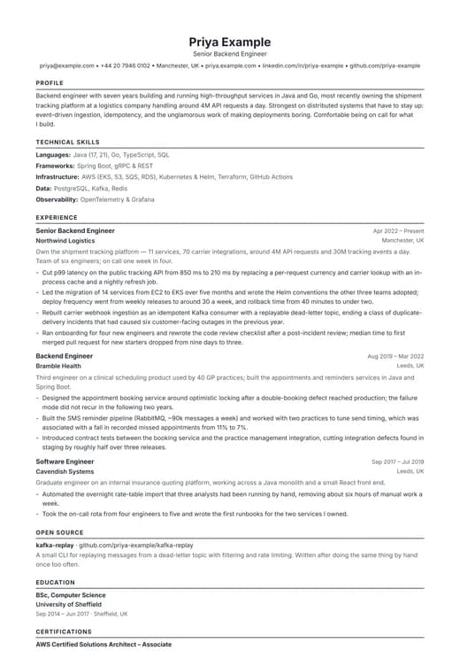 ATS Resume CV template preview — a ats résumé layout