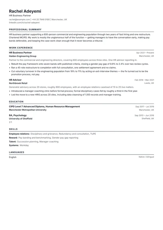 ATS Simple CV template preview — a ats résumé layout