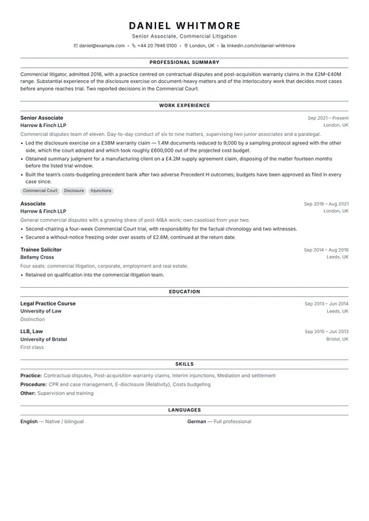 Classic Professional CV template preview — a classic résumé layout