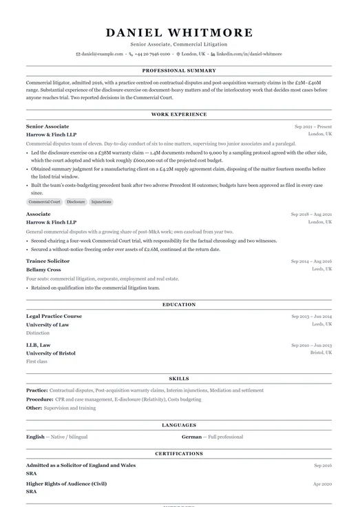 Classic Professional CV template preview — a classic résumé layout