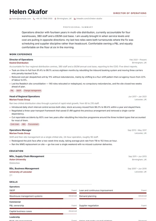 Executive Classic CV template preview — a classic résumé layout