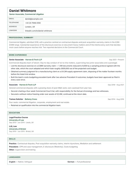 Government CV CV template preview — a classic résumé layout