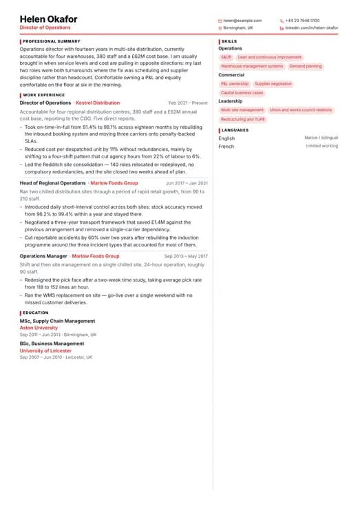 Modern Compact CV template preview — a modern résumé layout