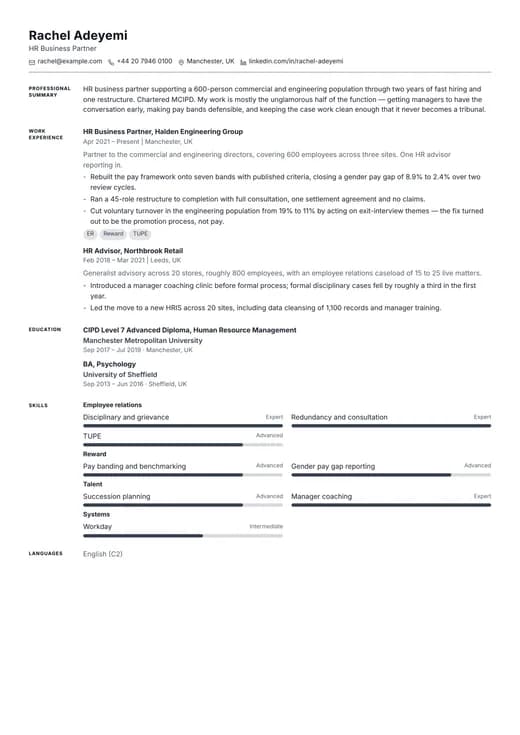 Traditional CV CV template preview — a classic résumé layout